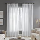 Deconovo Vorhang Voile Leinenoptik Weiß 2er Set mit Kräuselband Bild 2