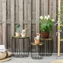 Outsunny Gartentisch Set 3-tlg. Metall Rattan Bild 2
