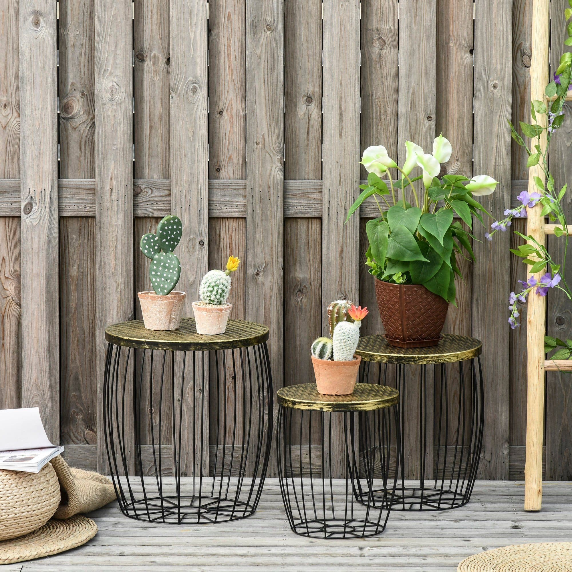 Outsunny Gartentisch Set 3-tlg. Metall Rattan - Bild 2