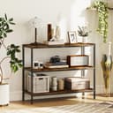 HOMCOM Konsolentisch Flurtisch mit 3 Ebenen, Metallrahmen, Rustikal-Braun Bild 2