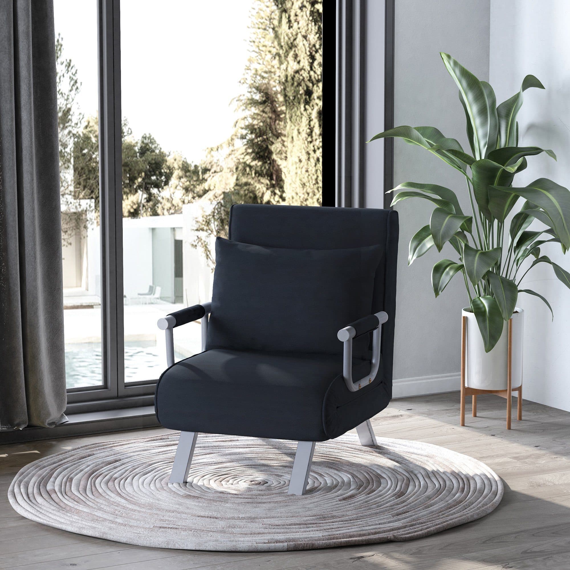 HOMCOM Schlafsessel 2-in-1 Schwarz mit Armlehne - Bild 2