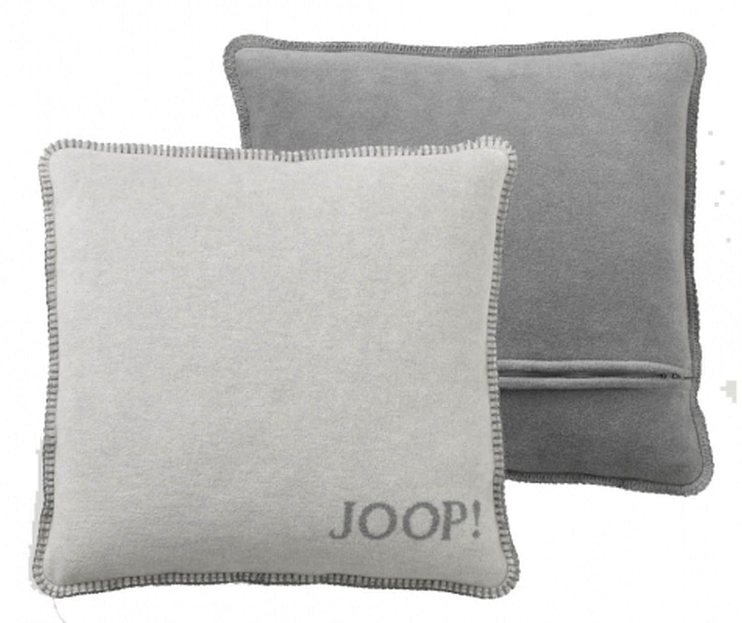JOOP Kissenhülle UDF Doubleface Grau 50x50 cm mit Häkelsaum