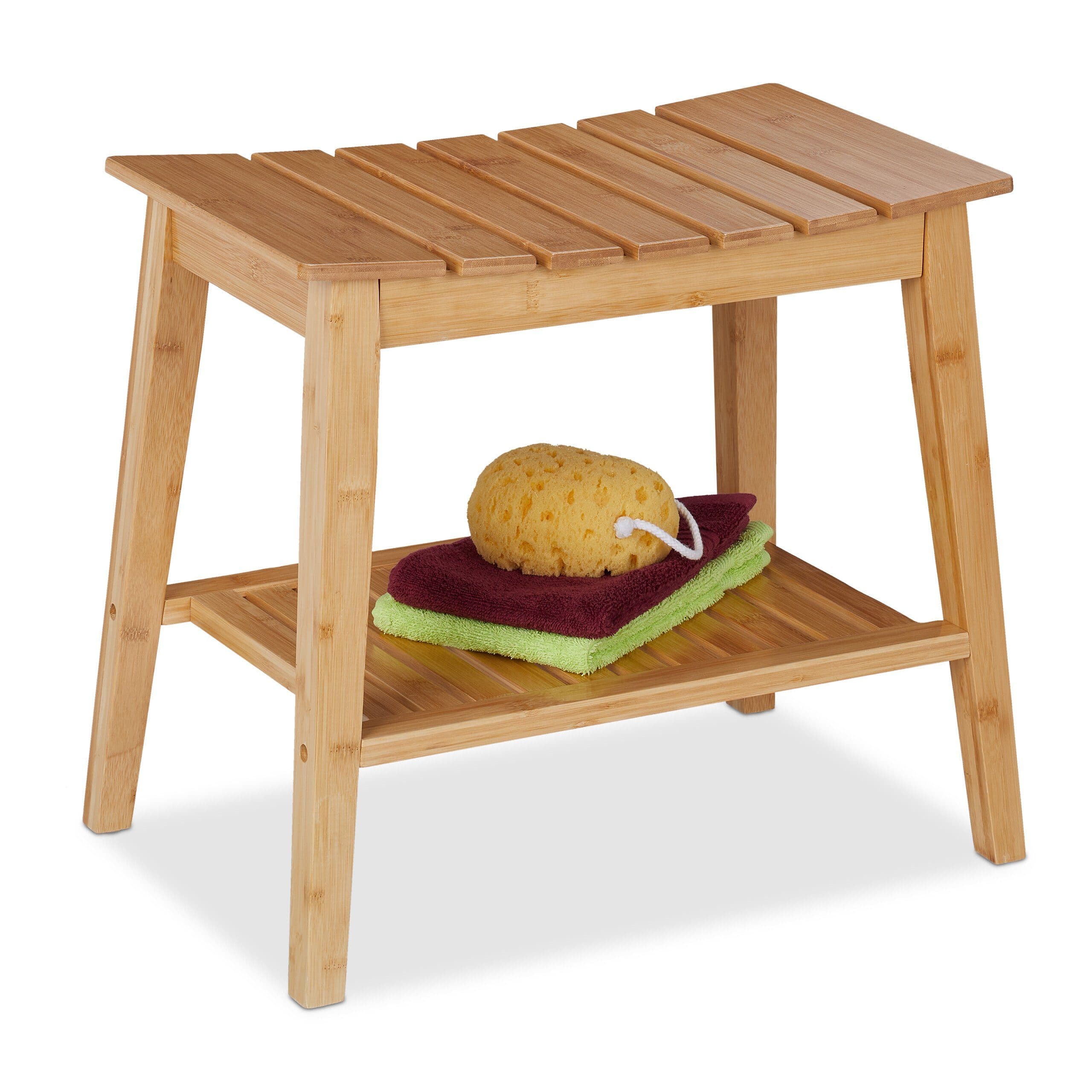 relaxdays Badhocker Bambus mit Ablage Natur - Bild 2