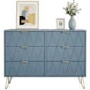 UEV Kommode mit 6 Schubladen, Sideboard für Wohnzimmer Schlafzimmer 100 x 34 x 73 cm Mehrzweckschrank Graublau Bild 2