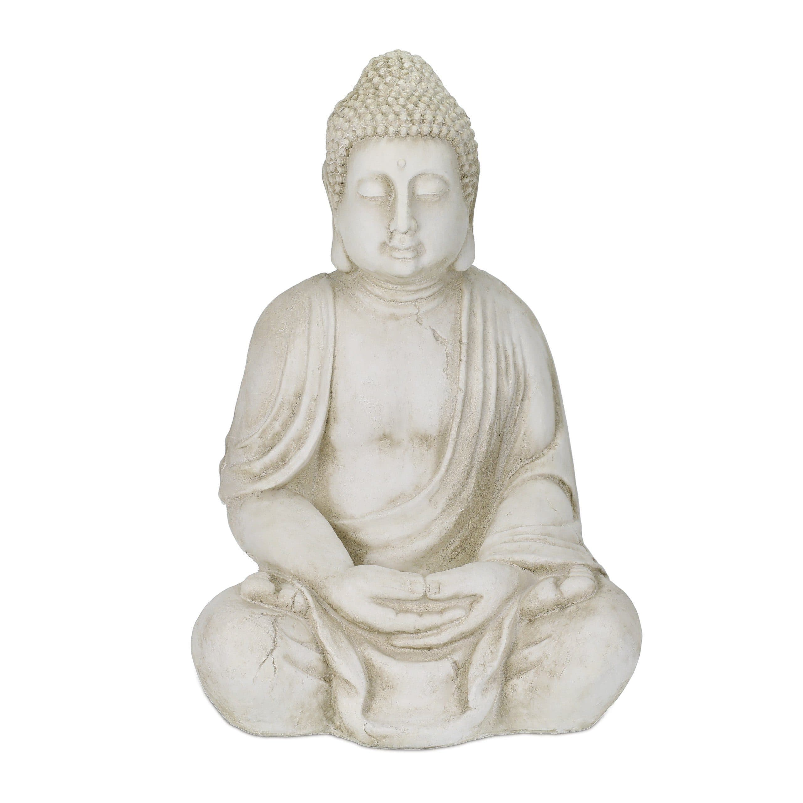 relaxdays Buddha Figur 70 cm Creme Polyresin - Bild 2
