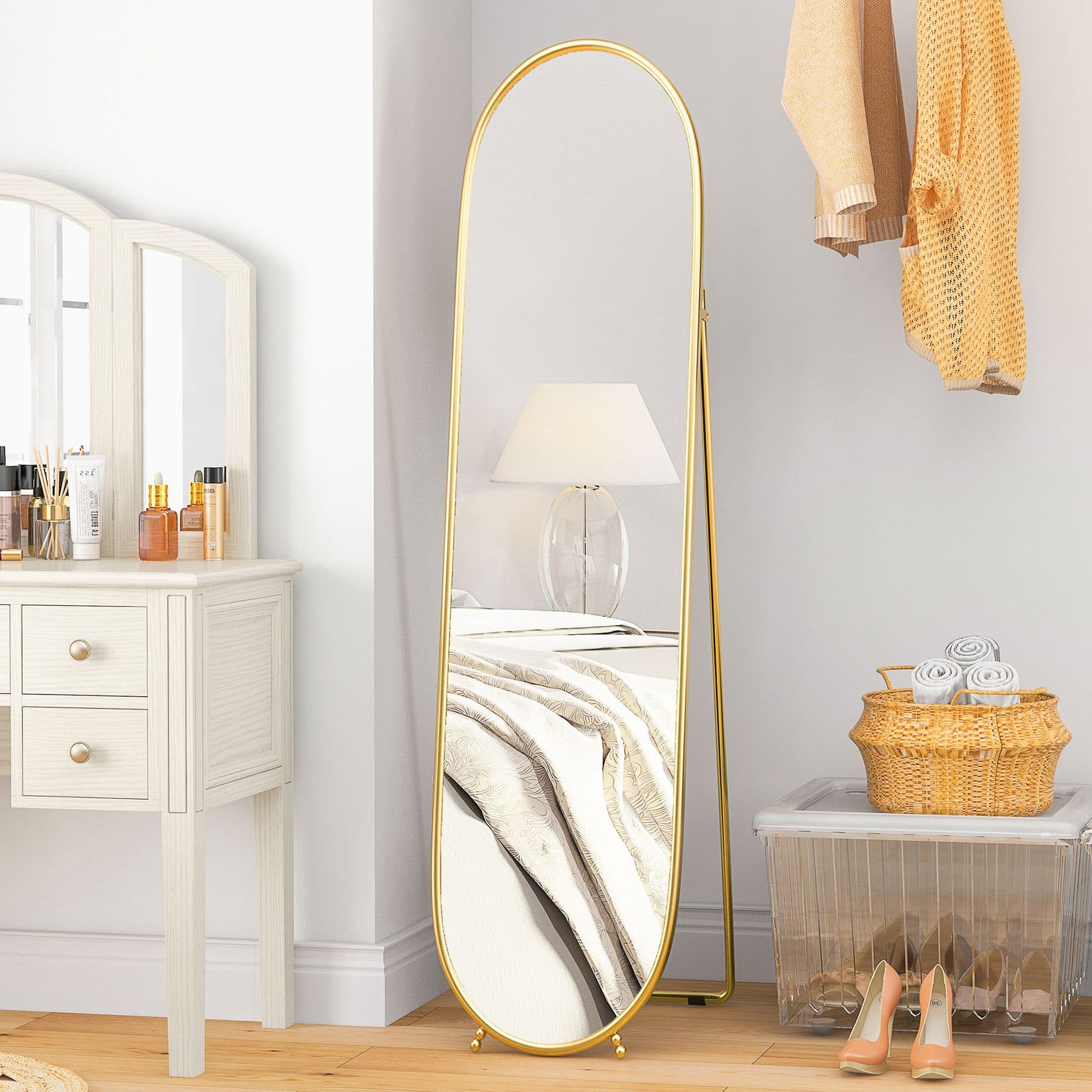 HOMCOM Standspiegel Gold Ganzkörper Oval - Bild 2