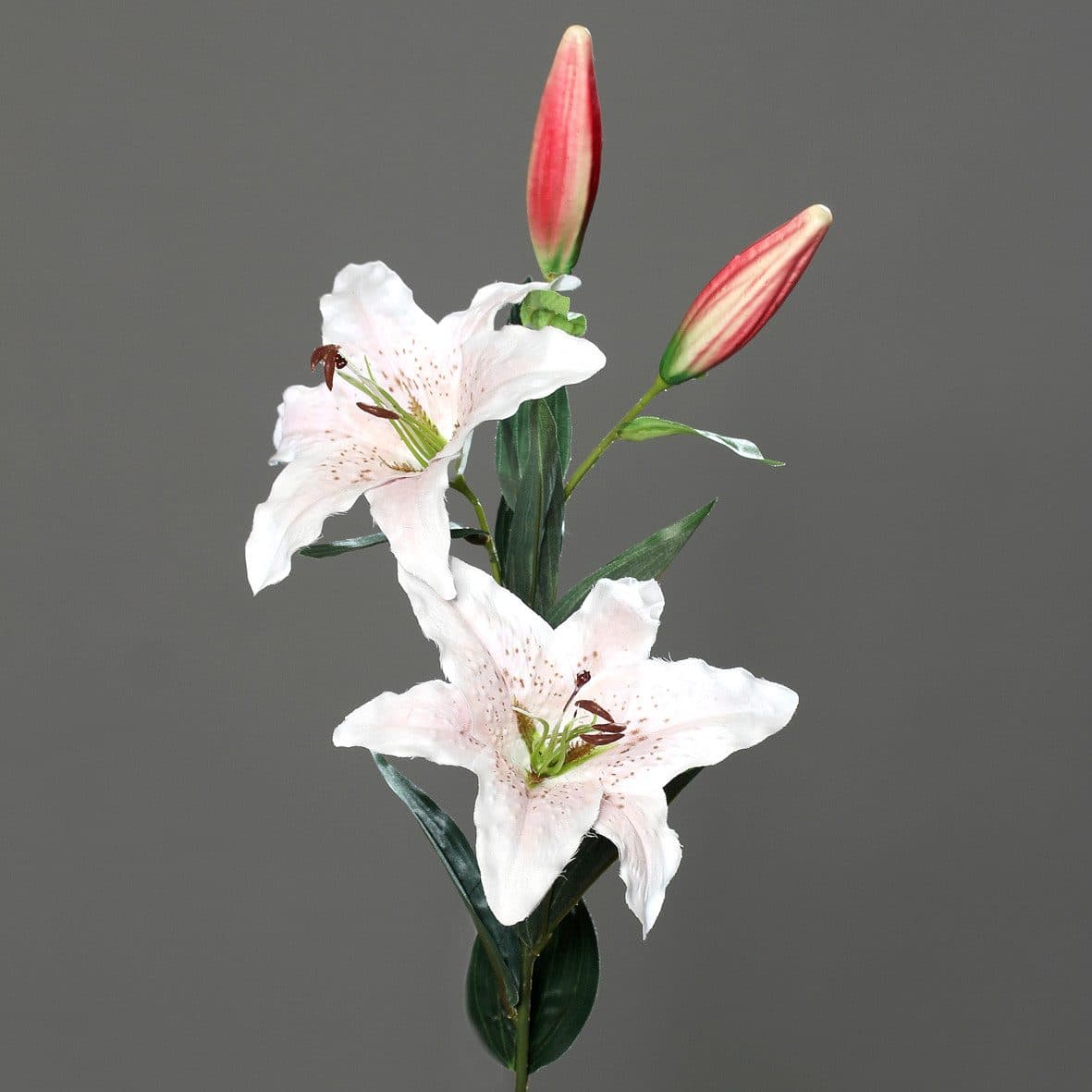 mucPlants Kunstblume großer Lilienzweig 85cm Rosa Seidenblume