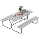 KOMFOTTEU Picknicktisch Set Grau Schwarz für 8 Personen Bild 2