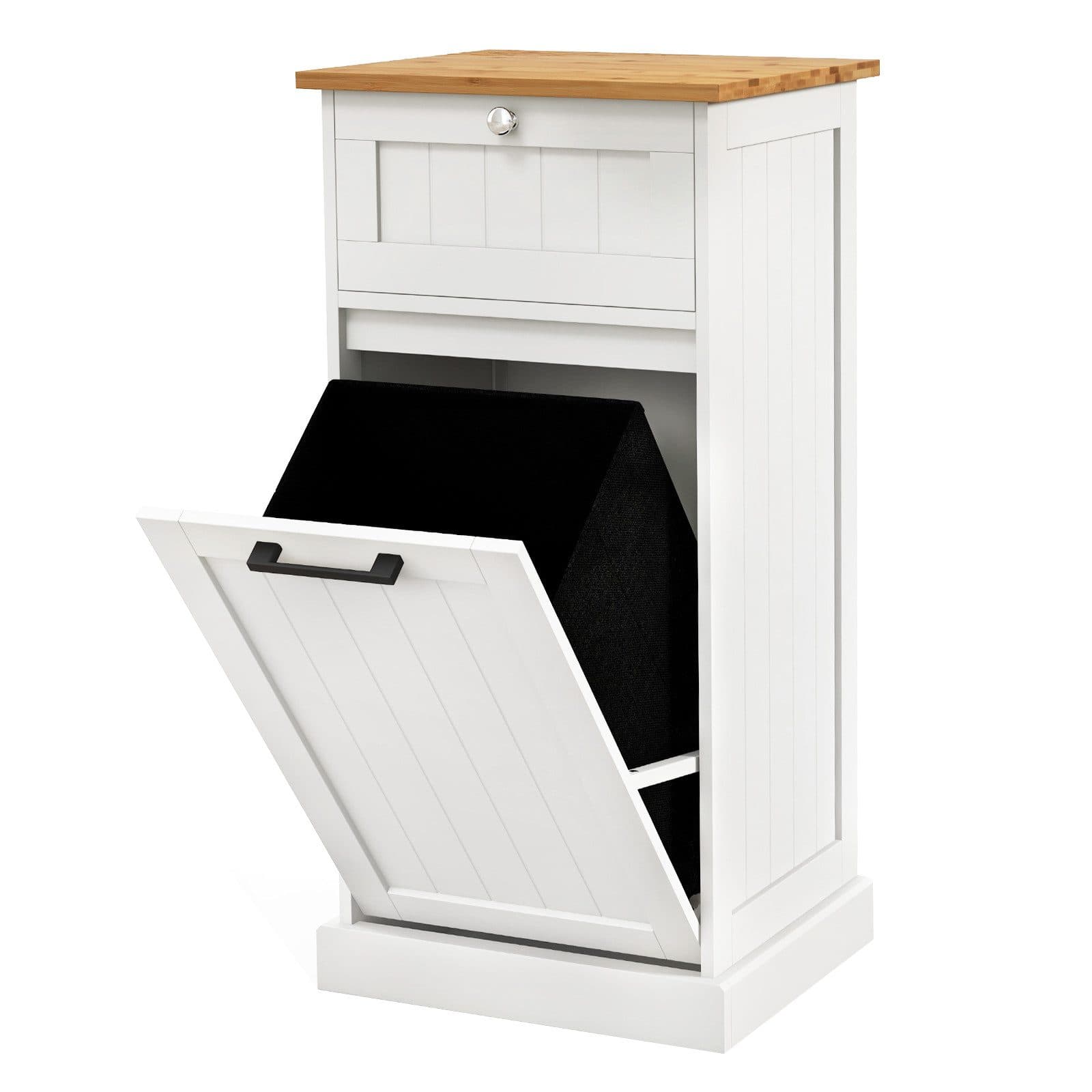 COSTWAY Wäscheschrank mit Wäschekorb & Stauraum, Weiß - Bild 2