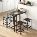 HOMCOM Bartisch-Set 5-tlg. Rustikal-Braun mit 4 Hockern Bild 2