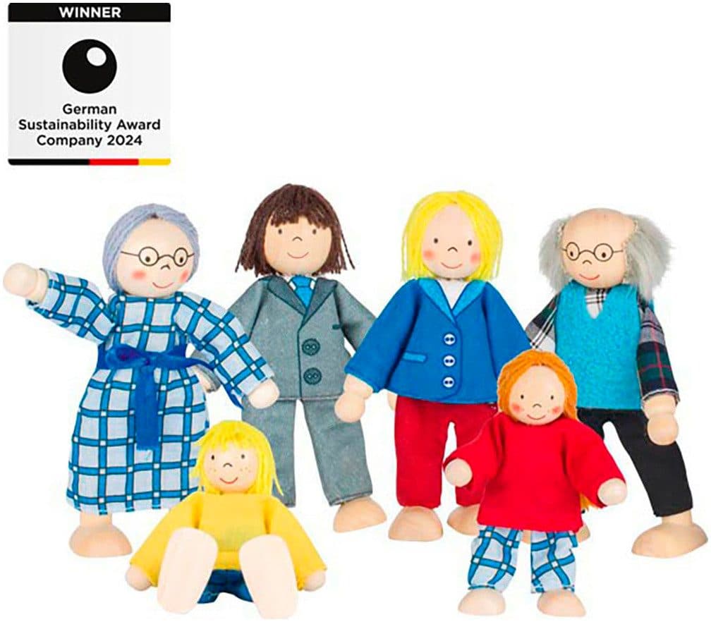 goki Biegepuppen-Set 6-tlg. 3 Generationen Bunt Holz