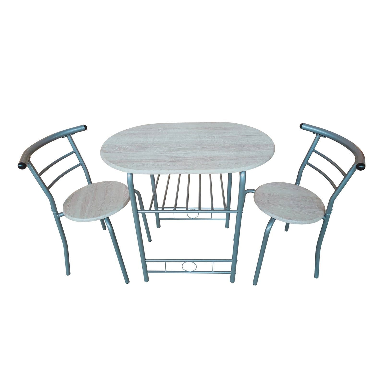 HTI-Living Essgruppe Merit 3-tlg. Oval MDF Metall Silber