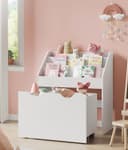 SONGMICS Spielzeugtruhe Bücherregal für Kinder, Kinderregal, Spielzeugregal, mit 3 Regalebenen, auf Rollen Bild 2