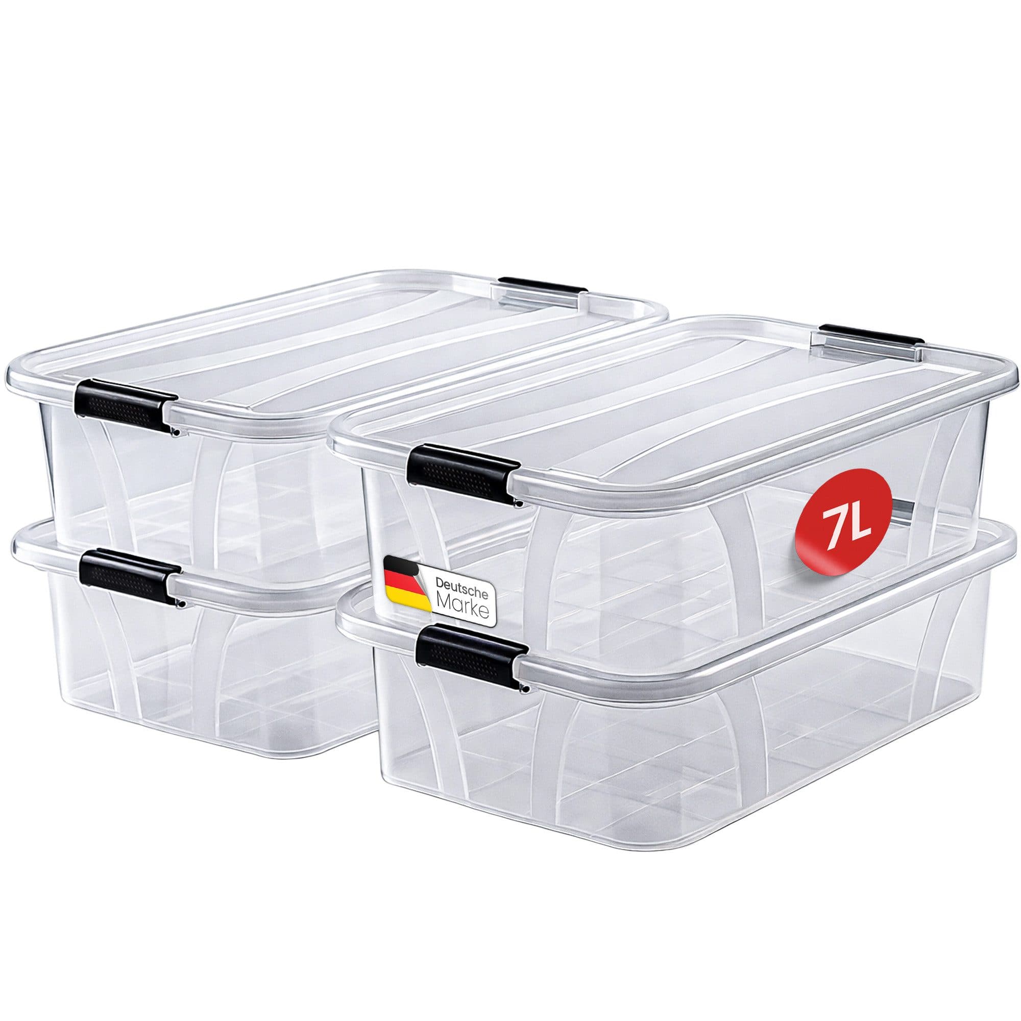 KONZEPT Aufbewahrungsbox Set 4 Stk. 7L/14L Transparent Stapelbar - Bild 2