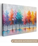 OneMillionCanvasses® Leinwandbild Bäume Bunt Abstrakt Bild 2