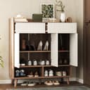 Flieks Schuhschrank Weiß/Natur mit Schubladen & Türen Bild 2