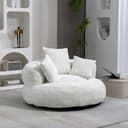 STILVORA Lazy Sofa Beige Chenille mit hohem Rücken und 3 Kissen Bild 2