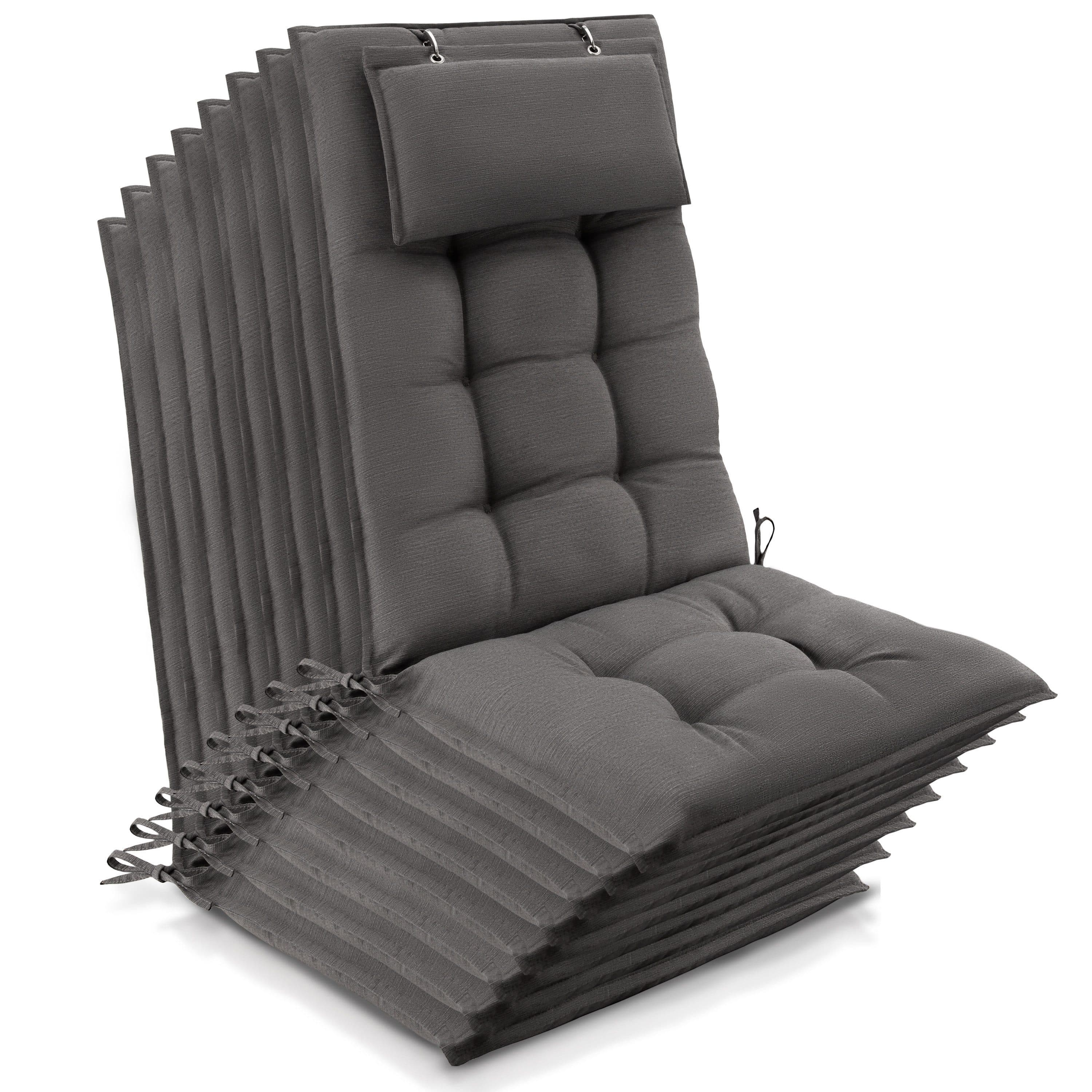 Beautissu Hochlehnerauflage 8er Set Taupe mit Kopfpolster - Bild 2