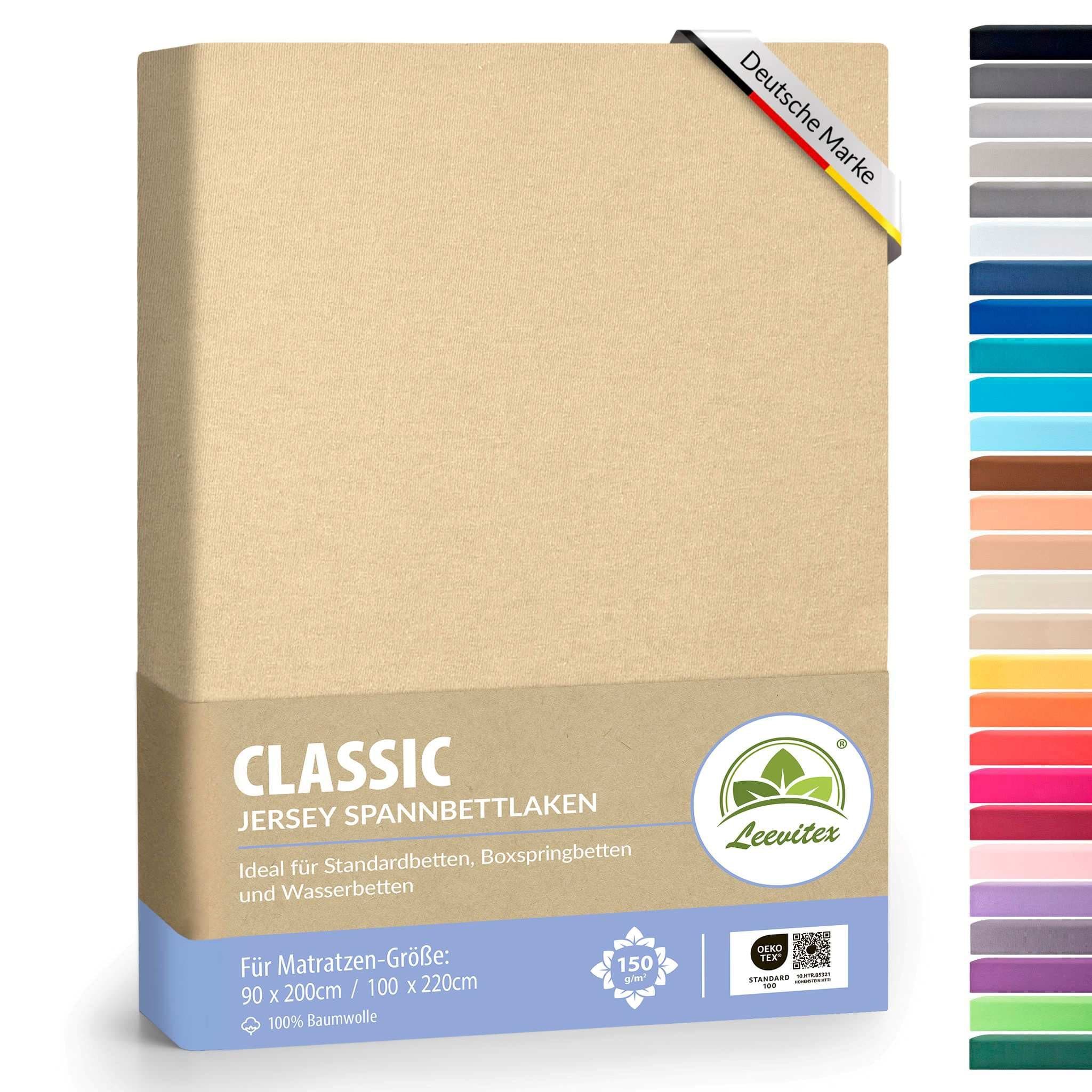 leevitex® Spannbettlaken Mako-Jersey Beige OEKO-TEX® - Bild 2