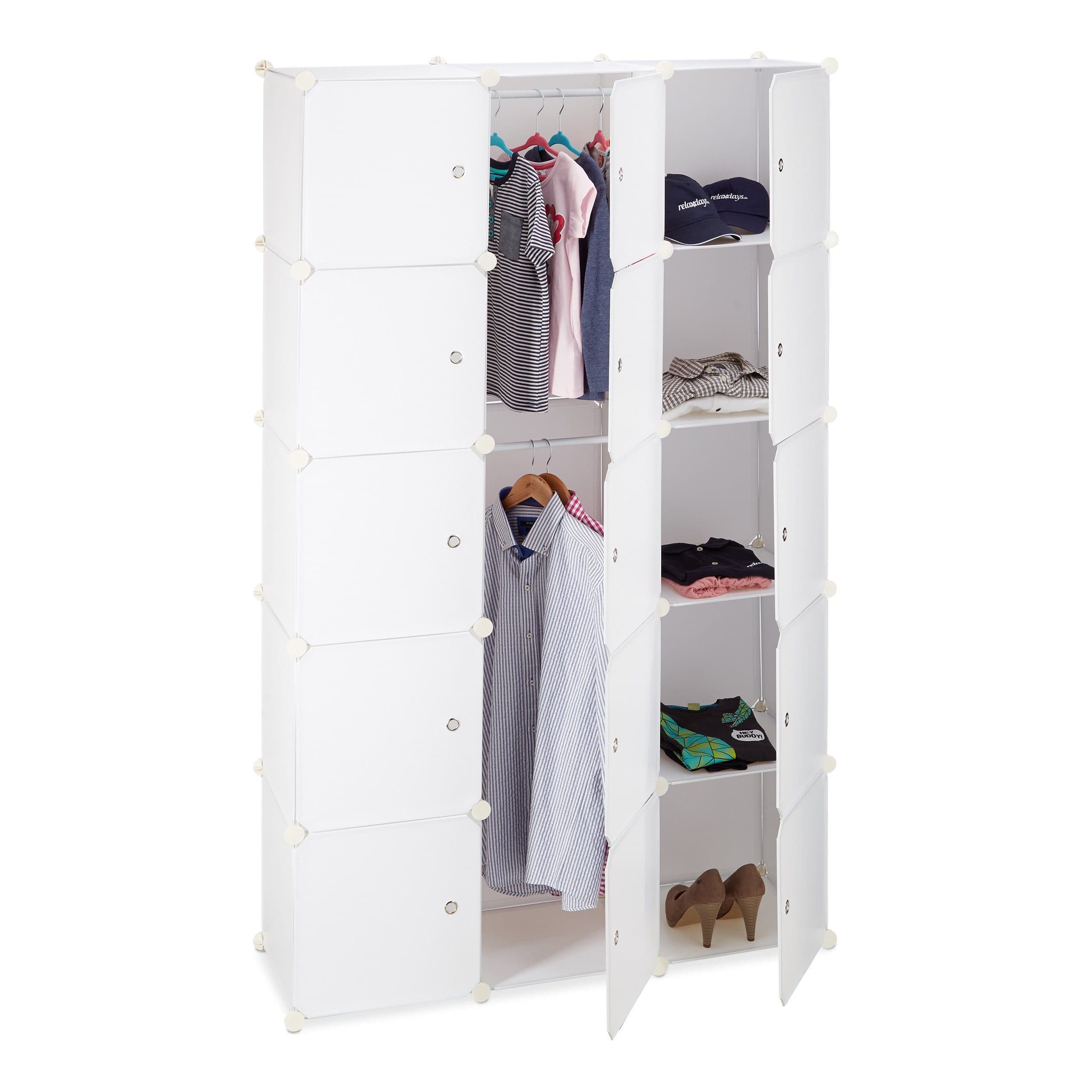 relaxdays Steckregal Regalsystem Kleiderschrank 11 Fächer Weiß - Bild 2
