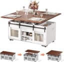 TWSOUL Couchtisch Höhenverstellbarer Couchtisch mit Steckdosen & Stauraum, 3-in-1 Wohnzimmertisch, Versteckter Stauraum,100×48 cm Bild 2