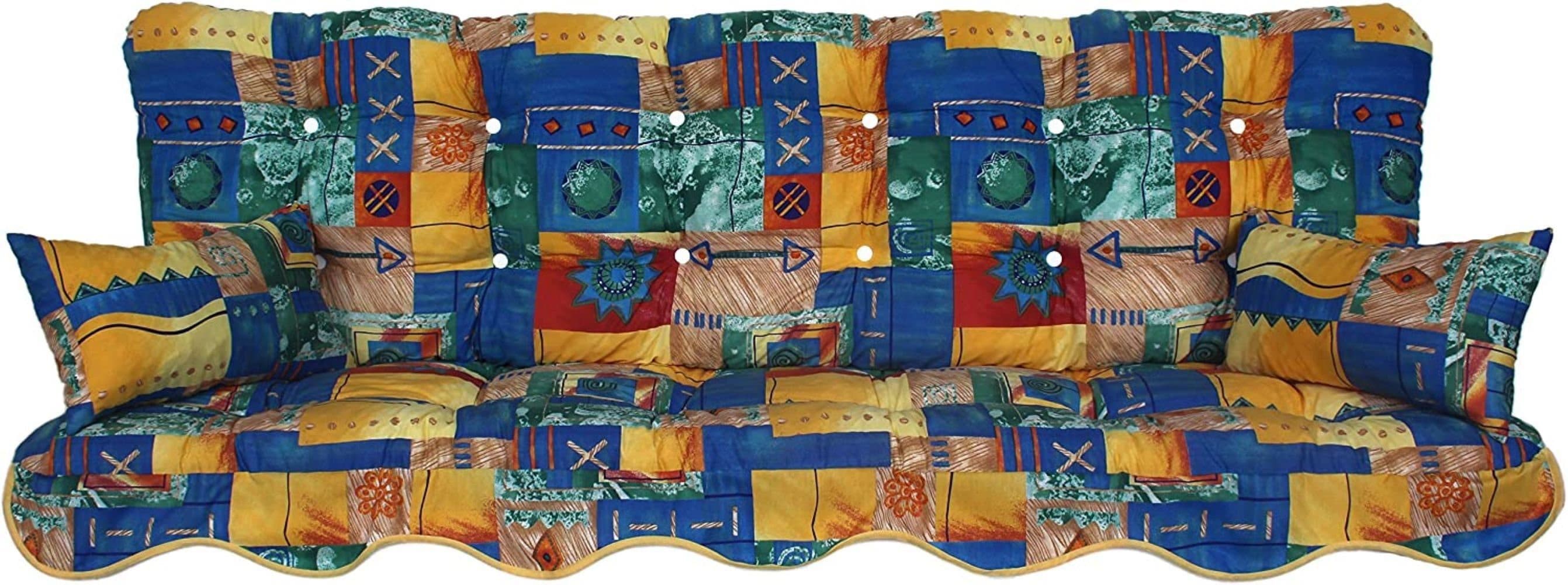 Kühnemuth Auflagekissen Set Hollywoodschaukel 150x50 cm mit Seitenkissen