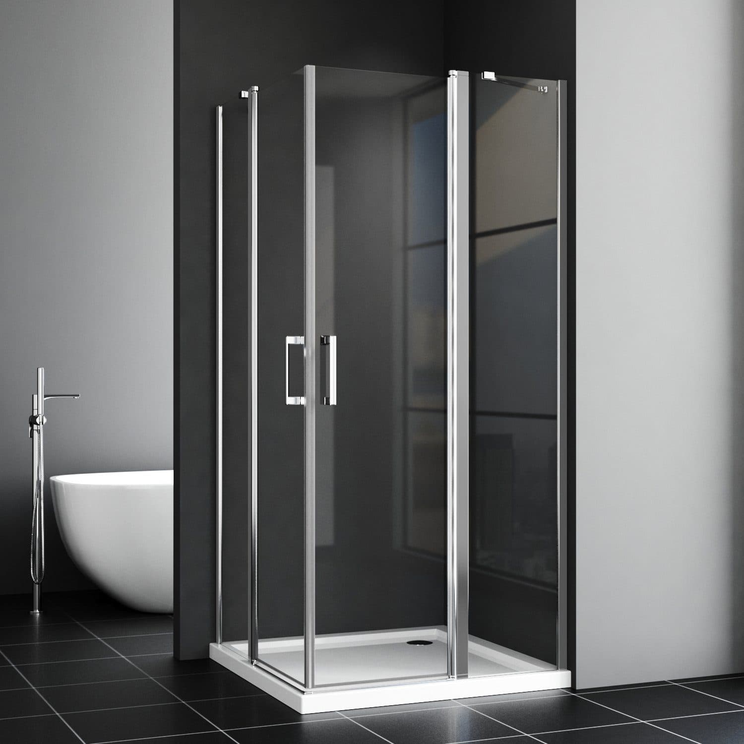 Boromal Eckdusche Falttür ESG Glas Nano-Beschichtung Aluminium - Bild 2