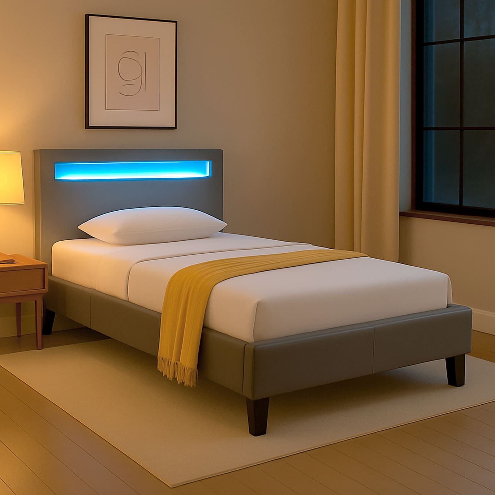 CARO-Möbel Polsterbett MANDALAY Grau mit LED-Beleuchtung - Bild 2