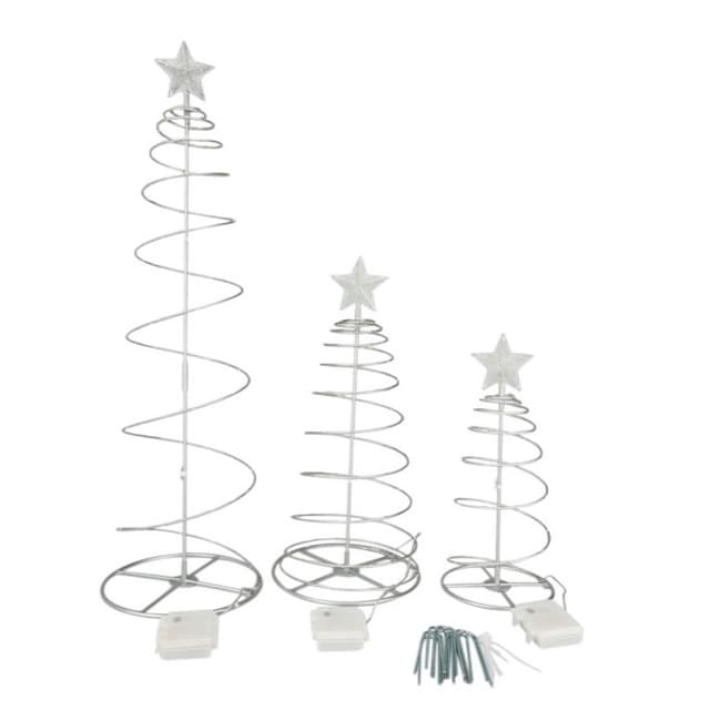 Online-Fuchs LED Baum 3er Set Silber Transparent mit Sternenspitze