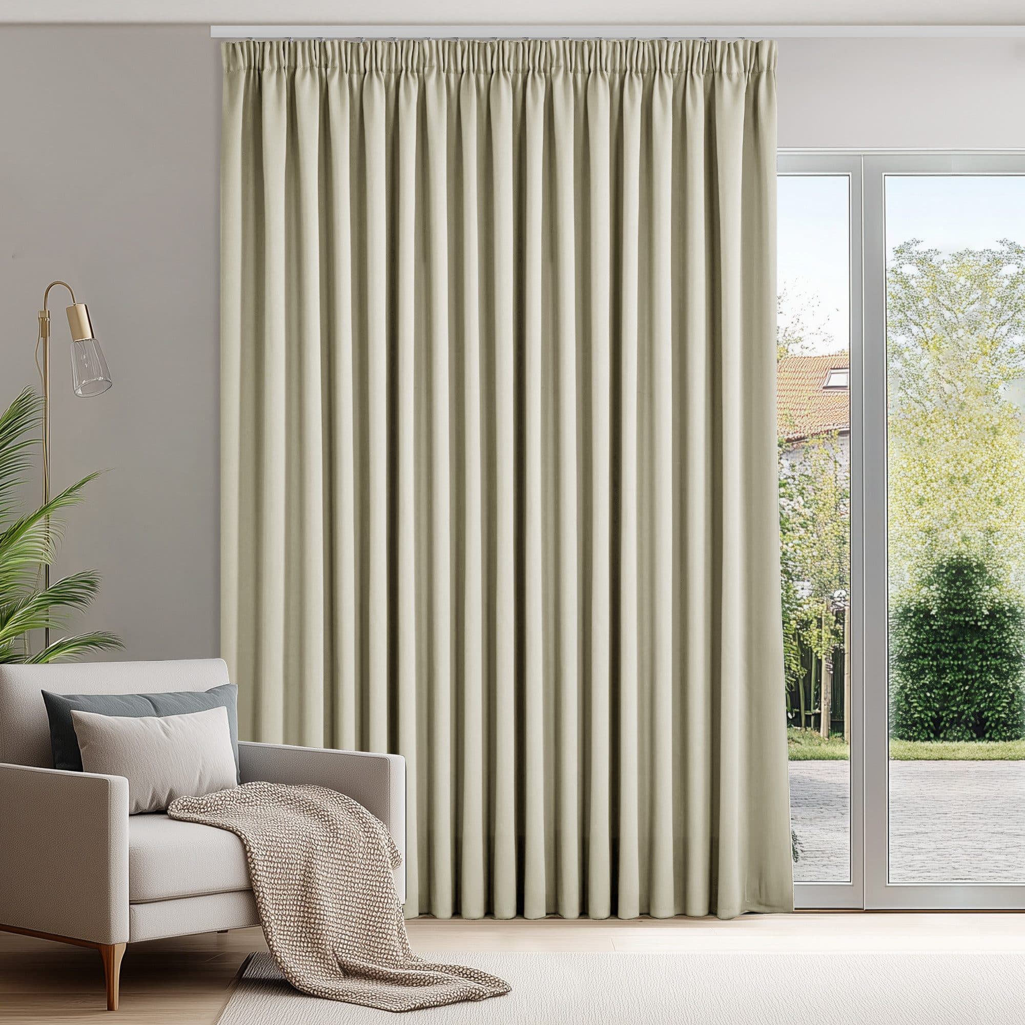 Deconovo Verdunkelungsvorhang Beige Kräuselband Blickdicht Kälteschutz - Bild 2