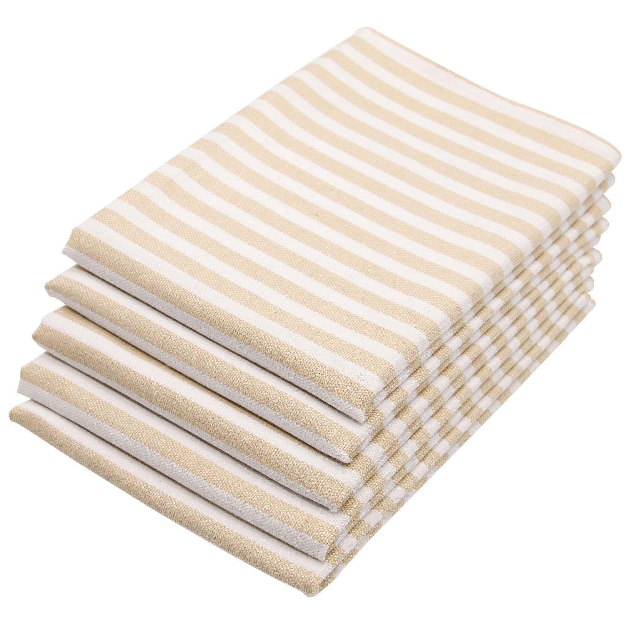 ZOLLNER Geschirrtuch 5-tlg. Set Beige-Weiß Gestreift 100% Baumwolle - Bild 2