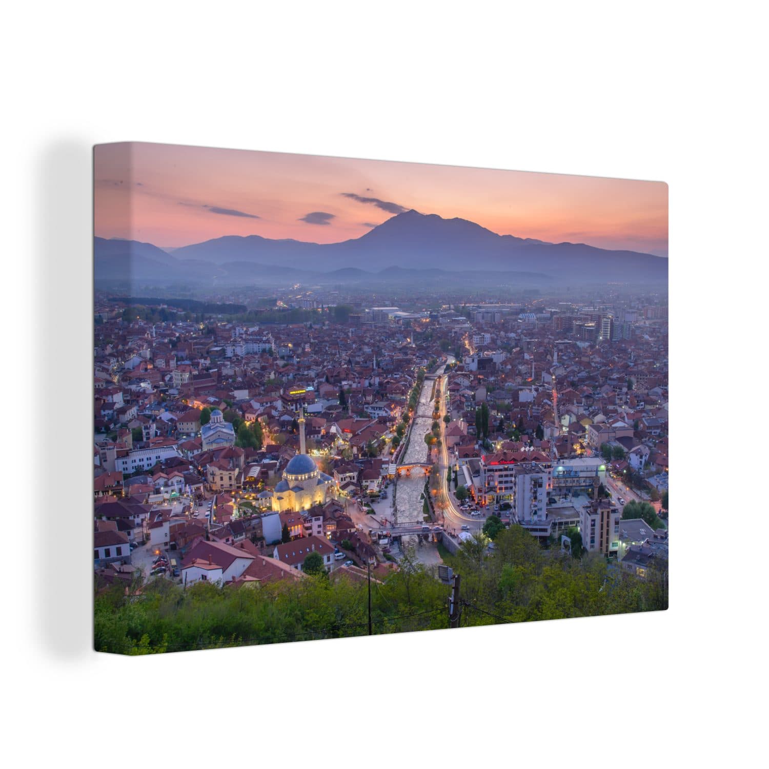 OneMillionCanvasses® Leinwandbild Blick über Prizren Kosovo Abend - Bild 2