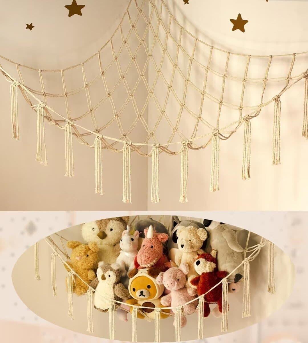 FOUORTUNATE-BEE Hängekorb Plüschtier Hängematte Ecknetz für Kinderzimmer Deko - Bild 2