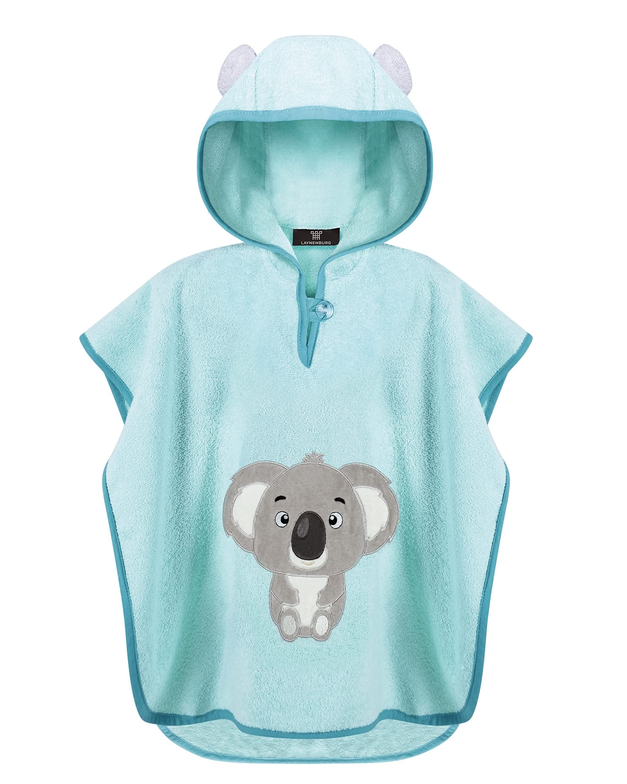 Laynenburg Badeponcho Kinder 100% Baumwolle mit Kapuze & Motiv, Handtuch Poncho aus Frottee für Baby Jungen Mädchen - Bild 2