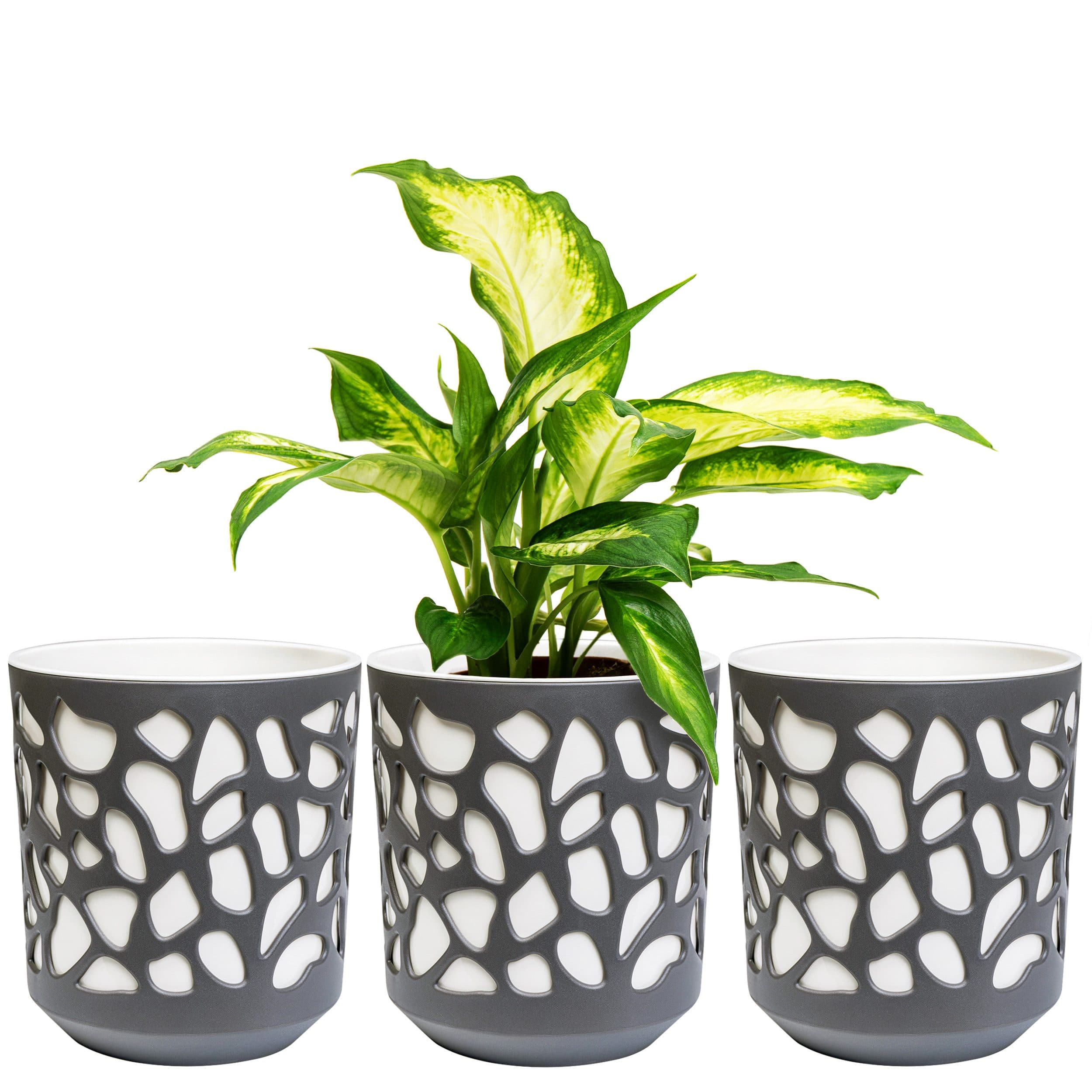 KONZEPT Blumentopf 3er Set beige/grau Polypropylen - Bild 2