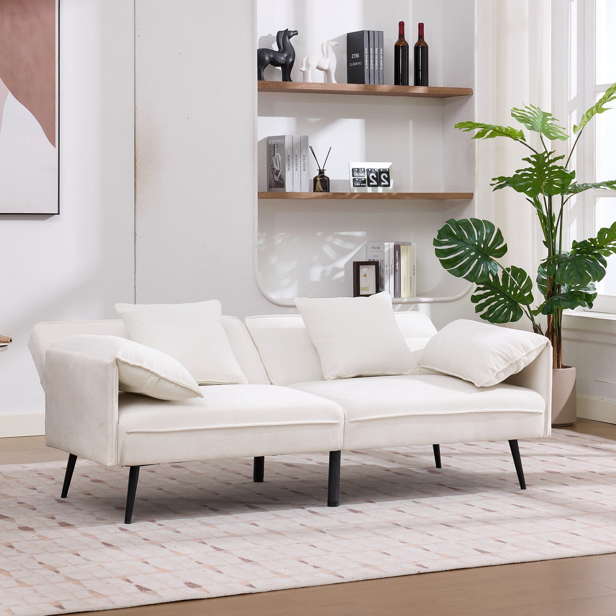 Merax Schlafsofa 2-Sitzer Grau/Weiß mit verstellbarer Rückenlehne