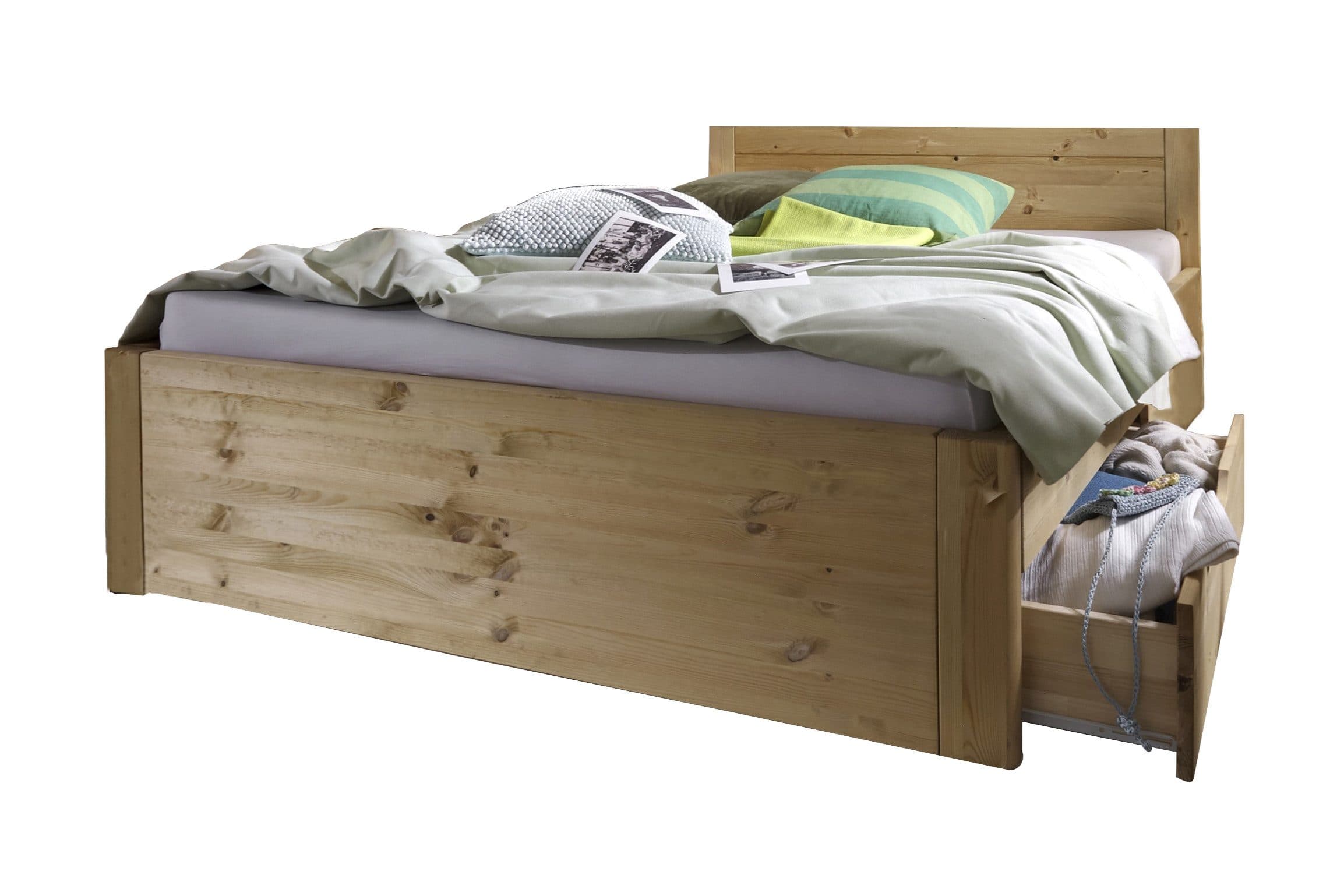 Wohnglücklich Massivholzbett Vita mit Schubladen Weiß - Bild 2