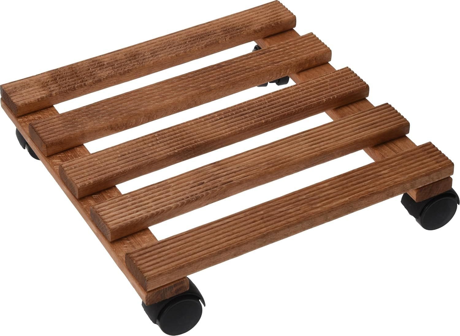mucHome Pflanzenwagen aus Holz mit Rollen Braun