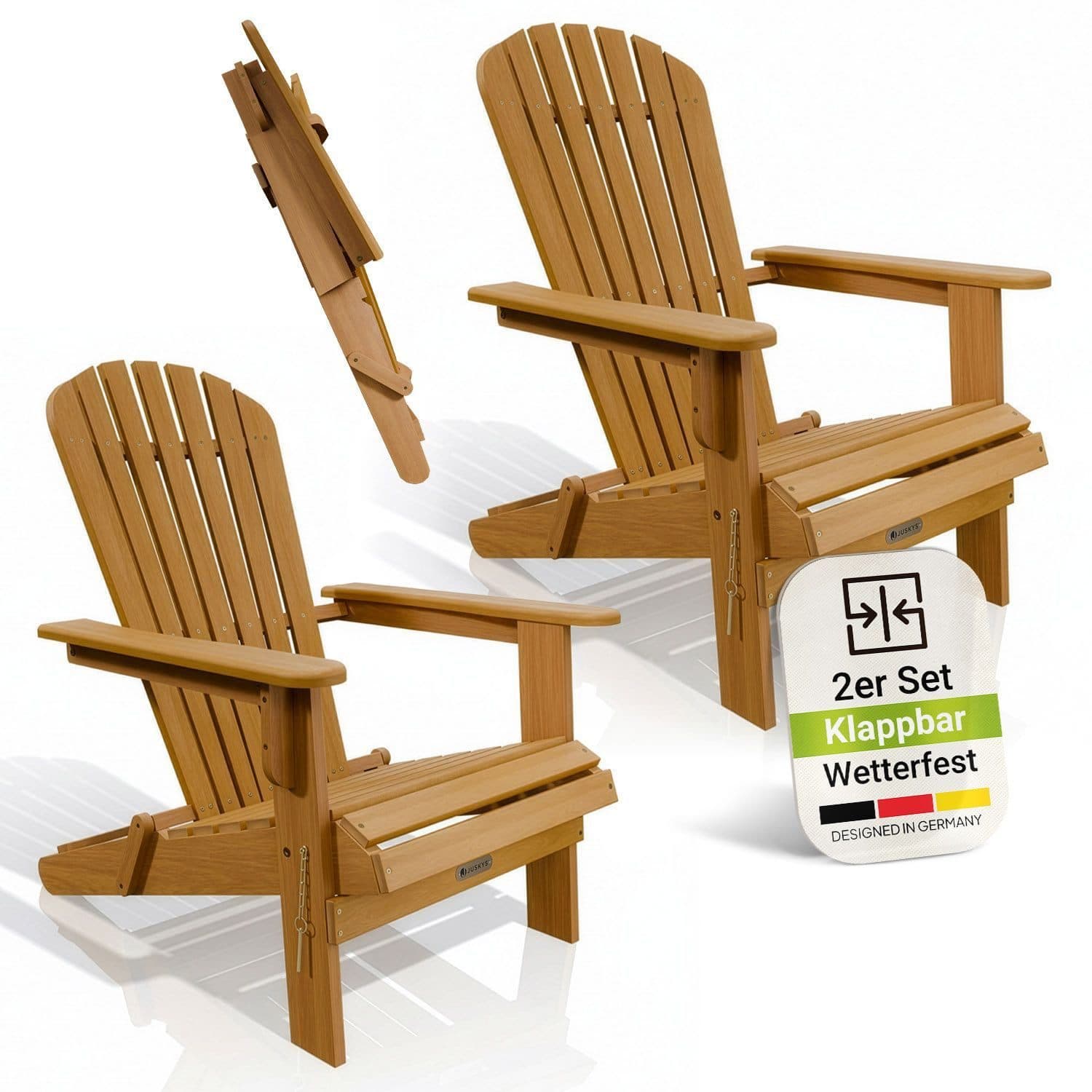 Juskys Gartenstuhl Korfu 2er Set Akazienholz Klappbar - Bild 2