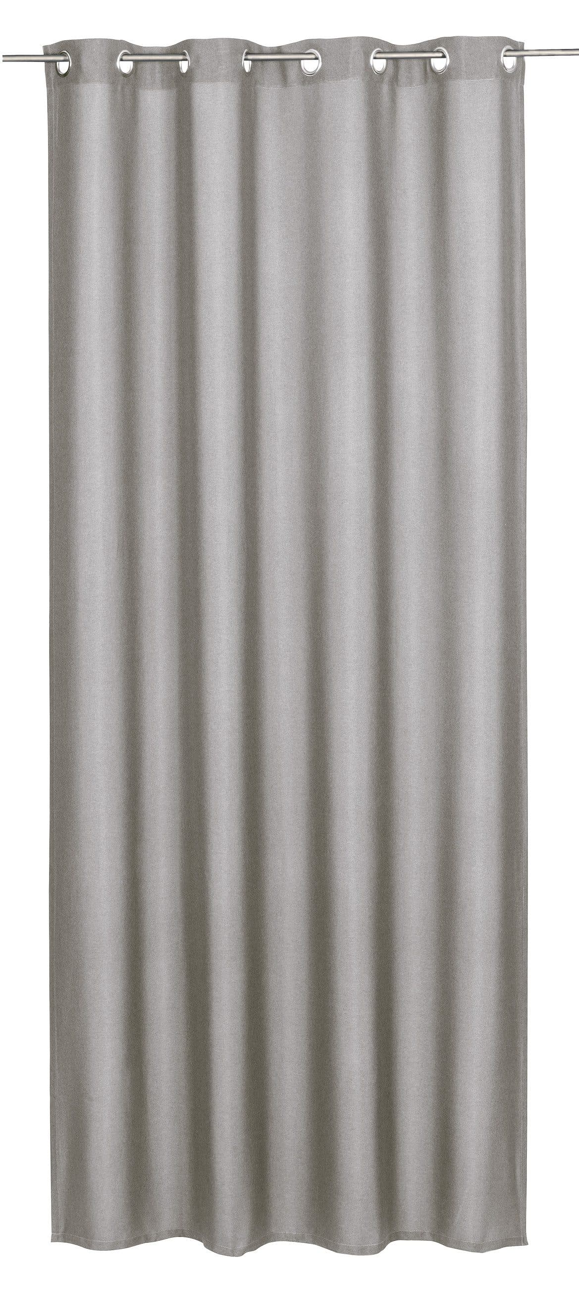 ELBERSDRUCKE Vorhang Ösenschal Lino Dunkelbeige Blickdicht 255x140cm Uni Vorhang mit Ösen - Bild 2