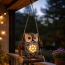 Spetebo Solar Eule auf Schaukel Dekofigur warm weiß LED wasserfest Bild 2
