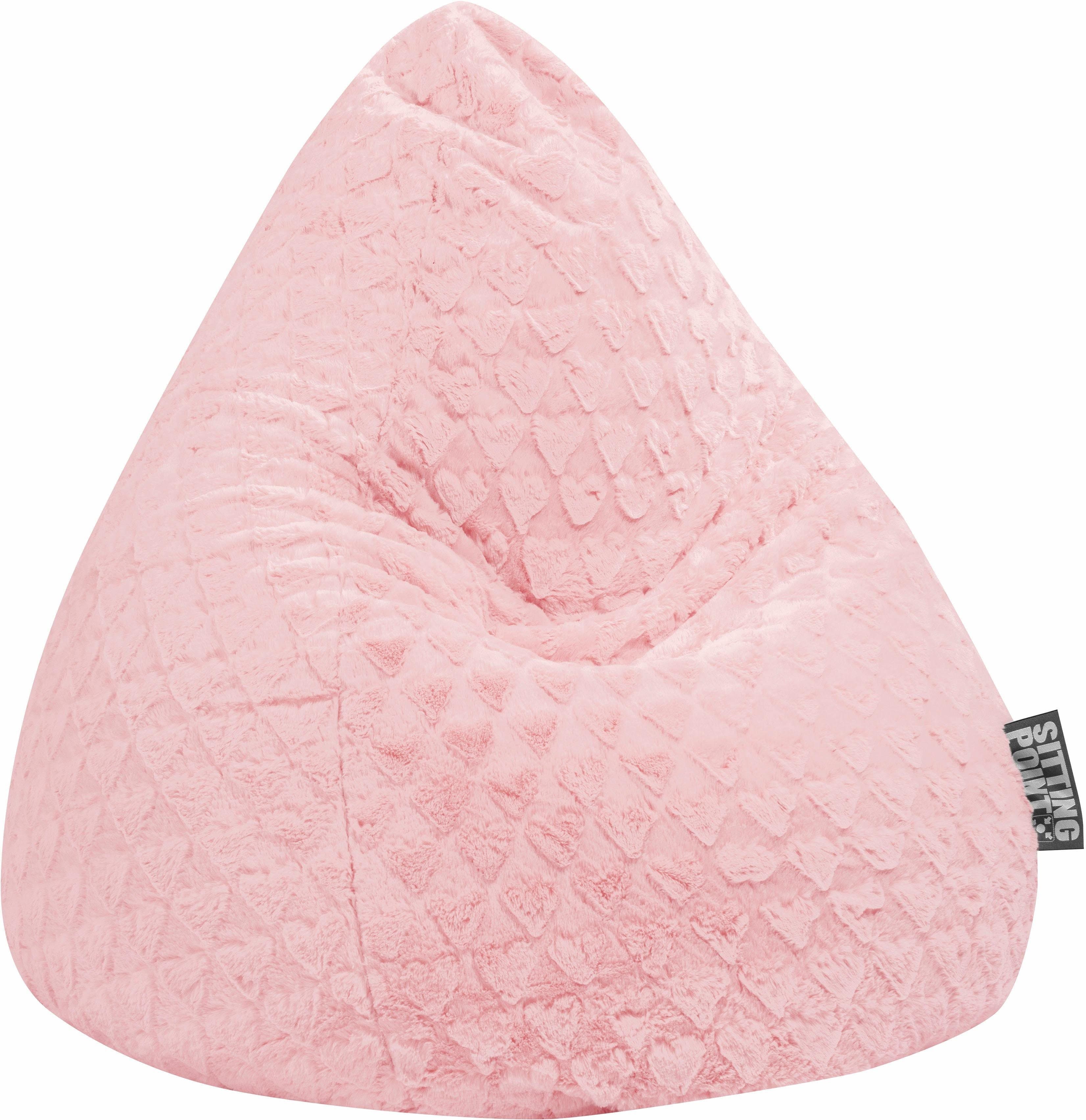 Sitting Point Sitzsack FLUFFY HEARTS L Rosa Plüsch mit Herzoptik - Bild 2