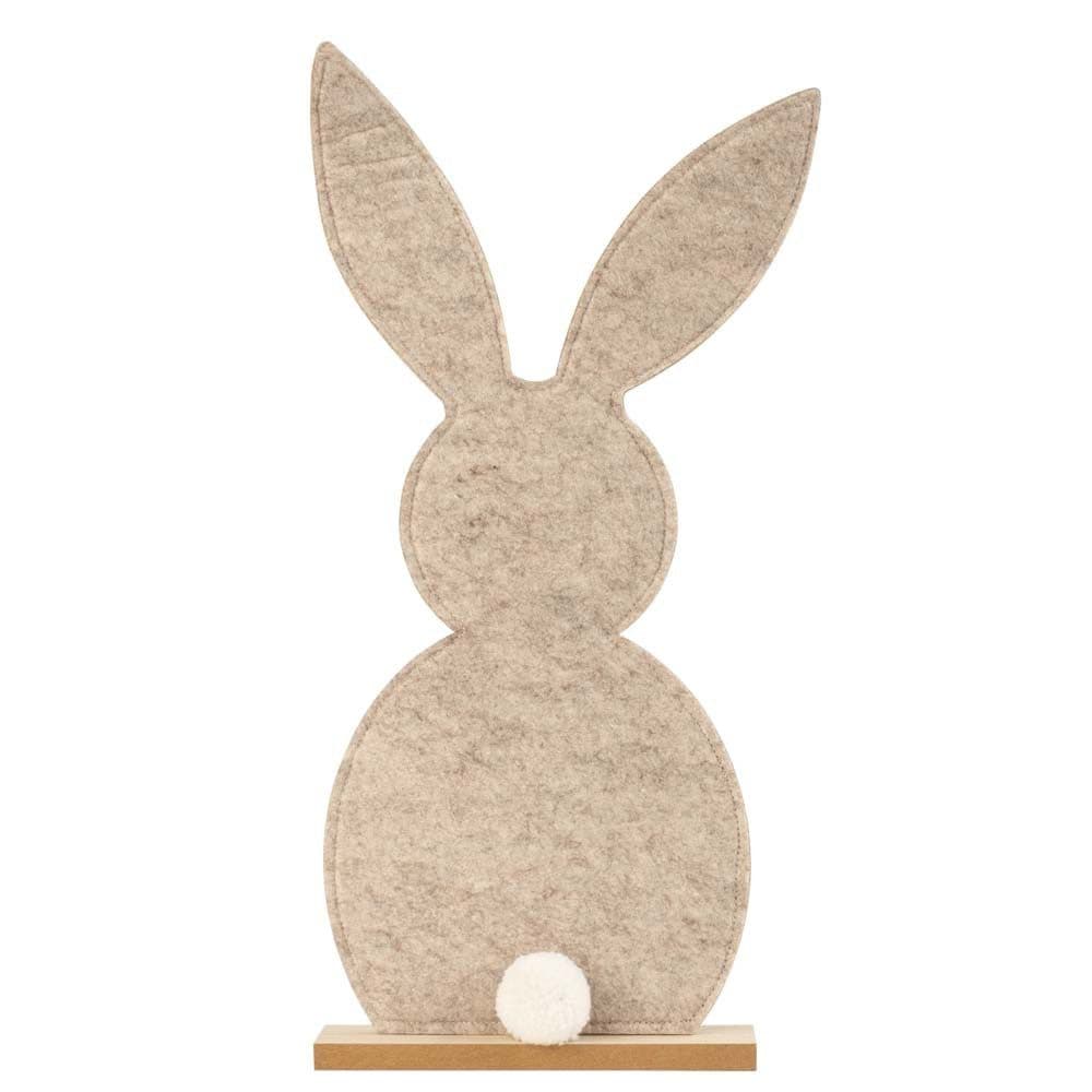 Mel-O-Design Osterhase Hasenfigur aus Polyester Filz auf Holzsockel