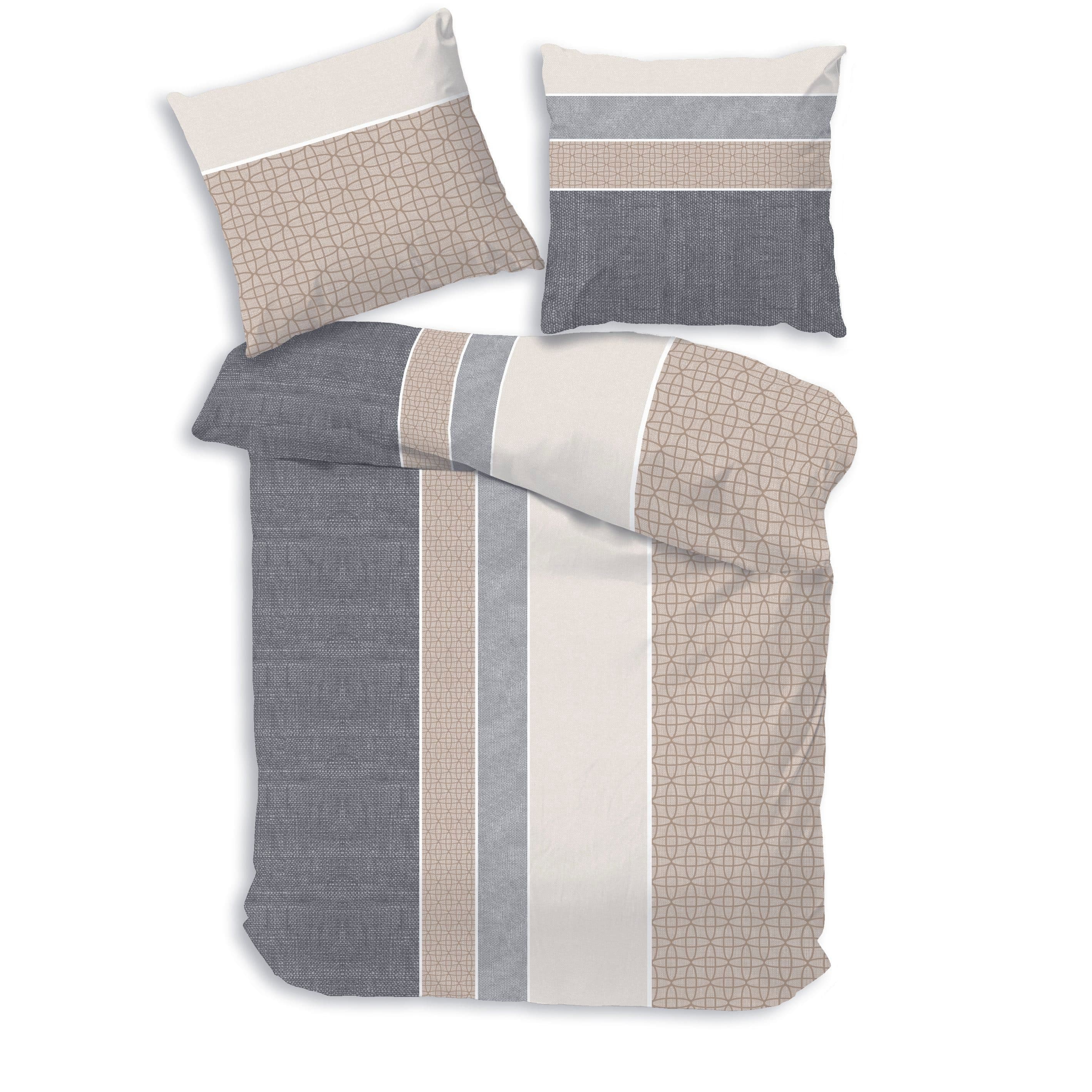 Träumschön Bettwäsche Premium Biber Beige Grau 100% Baumwolle - Bild 2