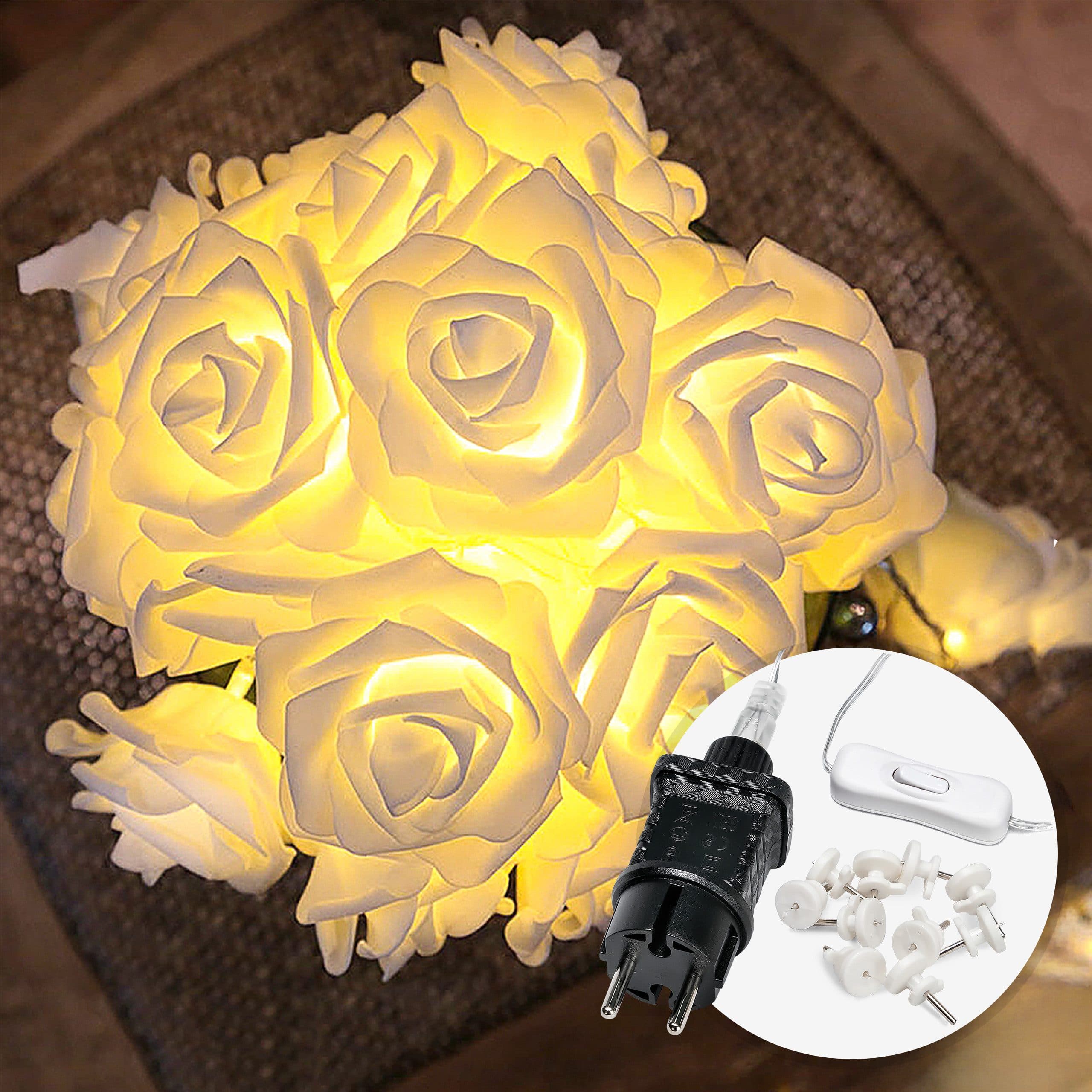 COZY HOME LED-Lichterkette Rosen Weiß 5 Meter 20 Blumen - Bild 2