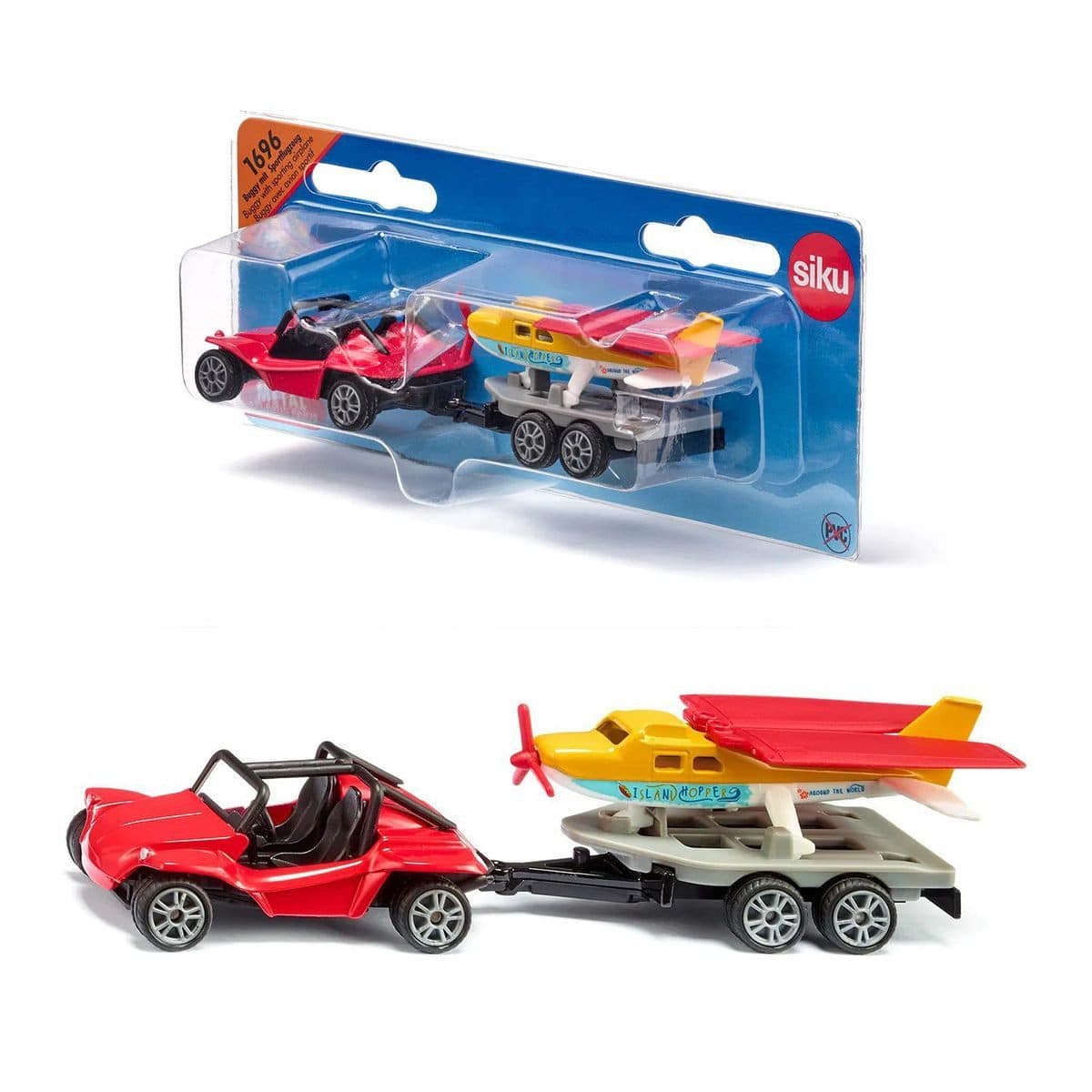 SIEPER siku Buggy mit Anhänger und Sportflugzeug Rot/Gelb