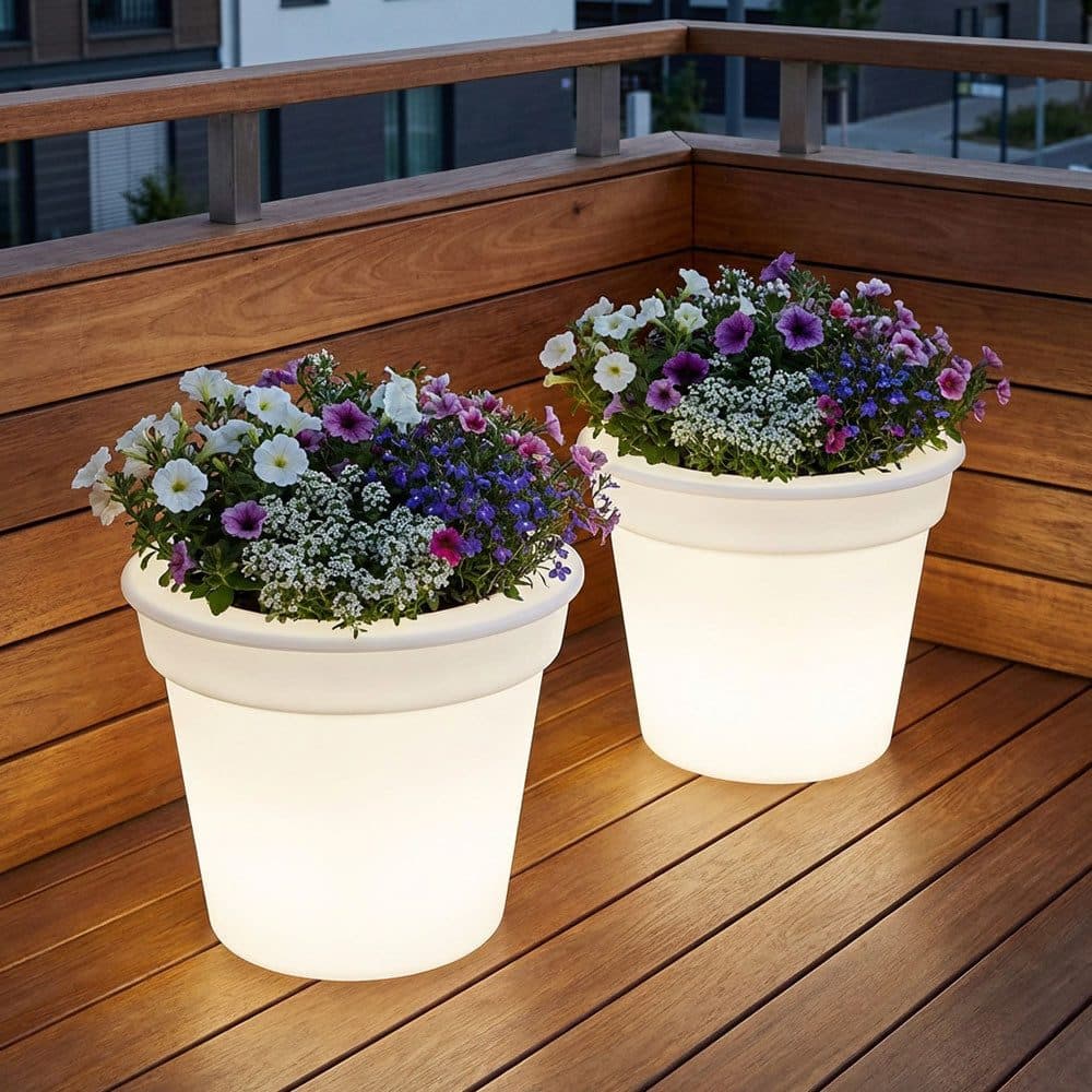 ETC-SHOP Solar LED Blumentopf Weiß 2er Set - Bild 2