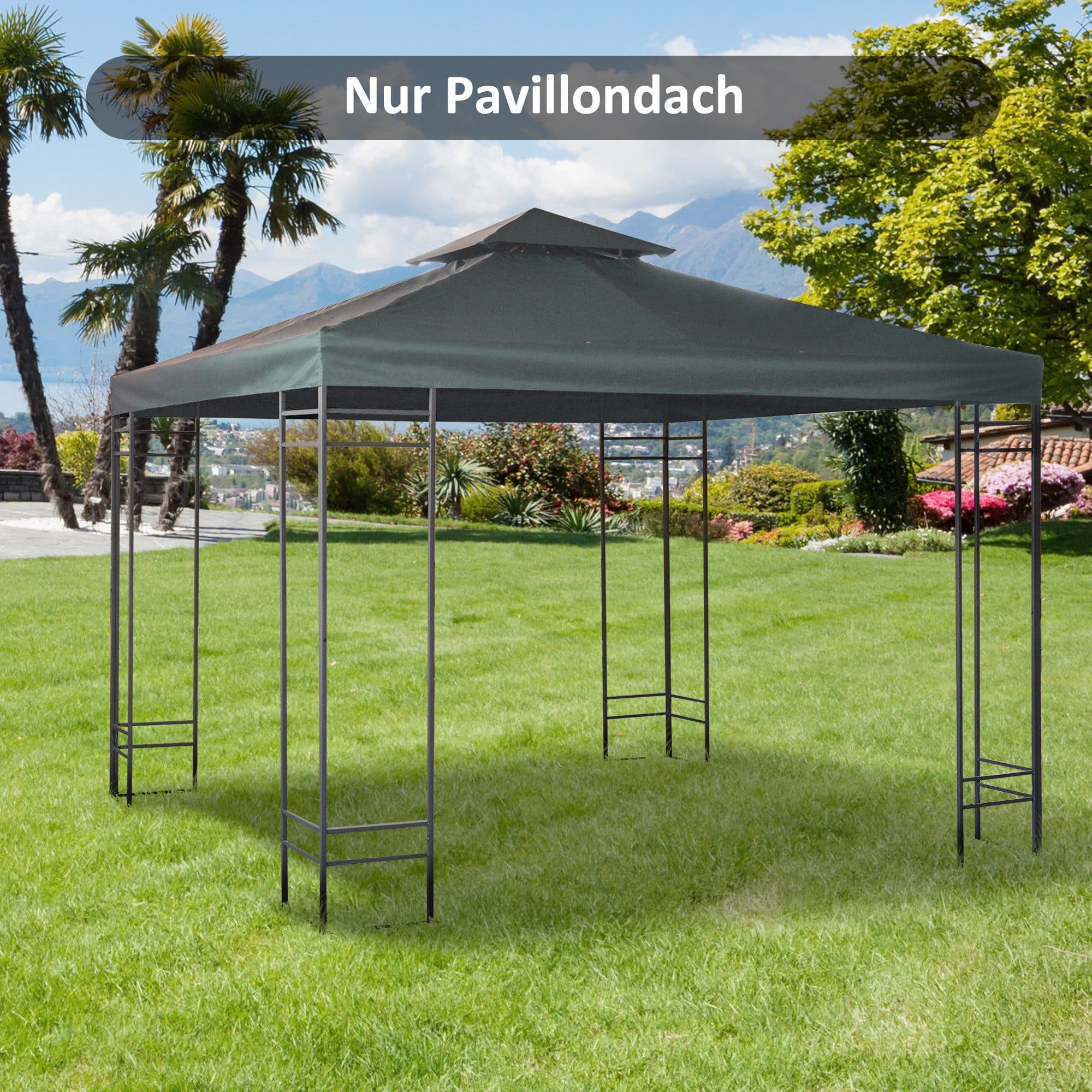 Outsunny Pavillon-Ersatzdach 3x3m Doppeldach Grau Polyester - Bild 2