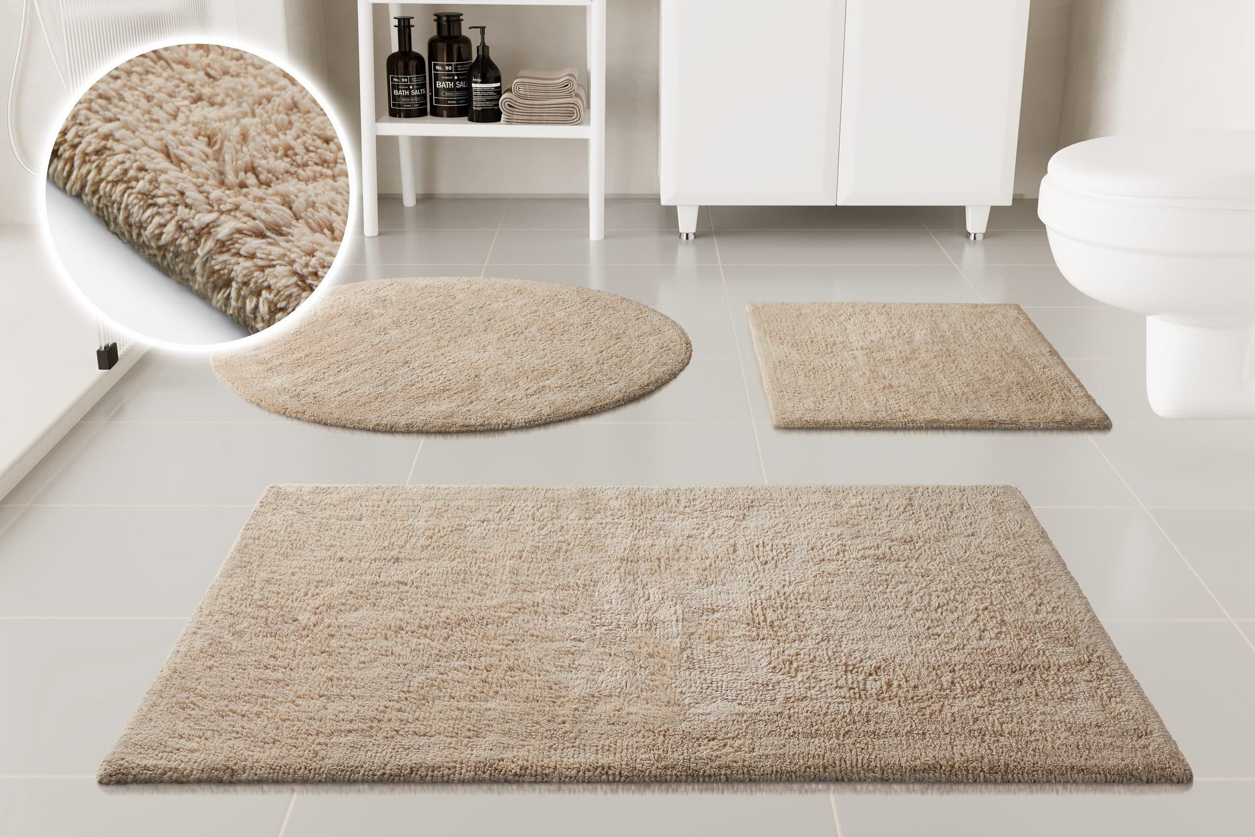 Moderner Badteppich aus Baumwolle in beige - Bild 2