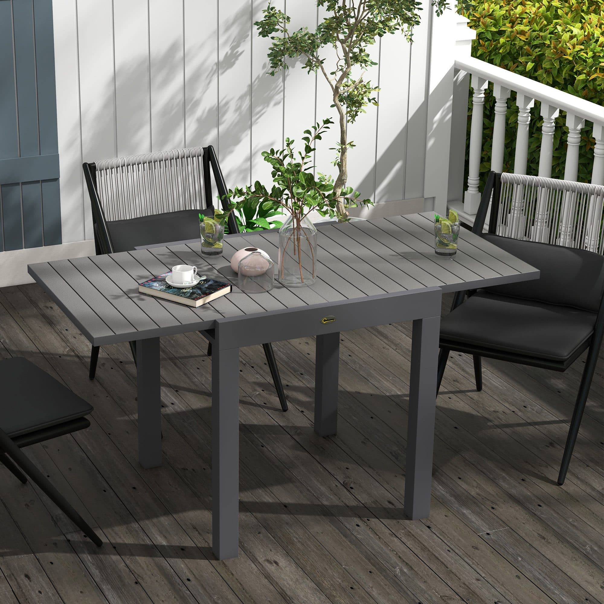 Outsunny Erweiterbarer Gartentisch Grau Aluminium - Bild 2